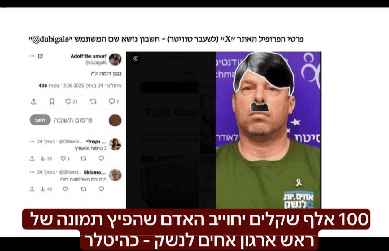 בית משפט השלום שבתל אביב קבע כי  ⁦ראש ארגון אחים לנשק אייל נווה - יפוצה ב-100 אלף שקלים  לאחר שהגיש תביעת דיבה נגד אדם שהעלה תמונה ערוכה שלו כהיטלר