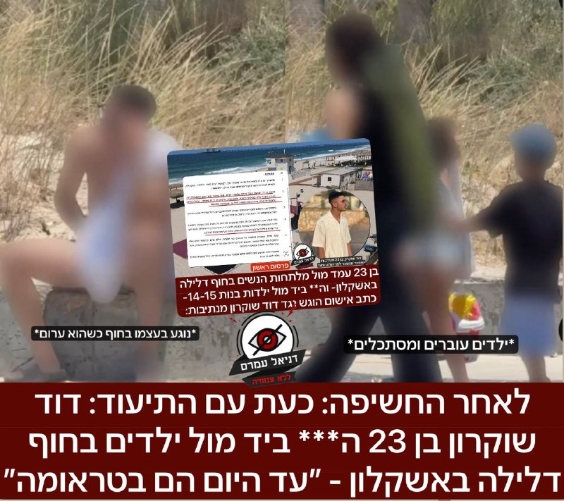 התיעוד המטריד: דוד שוקרון בן 23 ביצע מעשים מגונים בילדים בחוף דלילה באשקלון